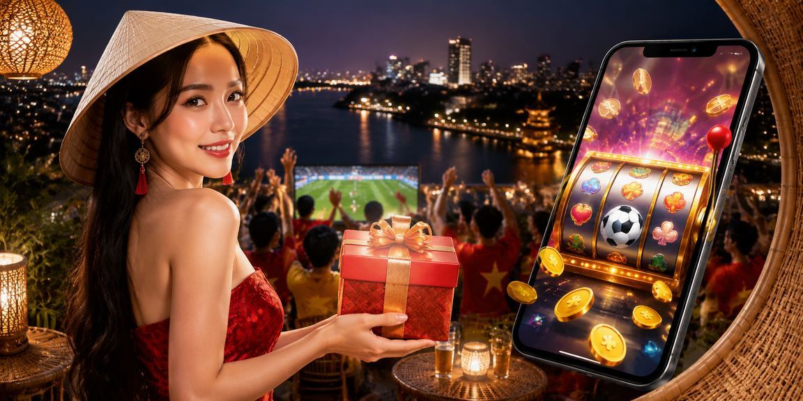 Người chơi tại Hà Nội thưởng thức trò chơi slot trực tuyến với nón lá truyền thống