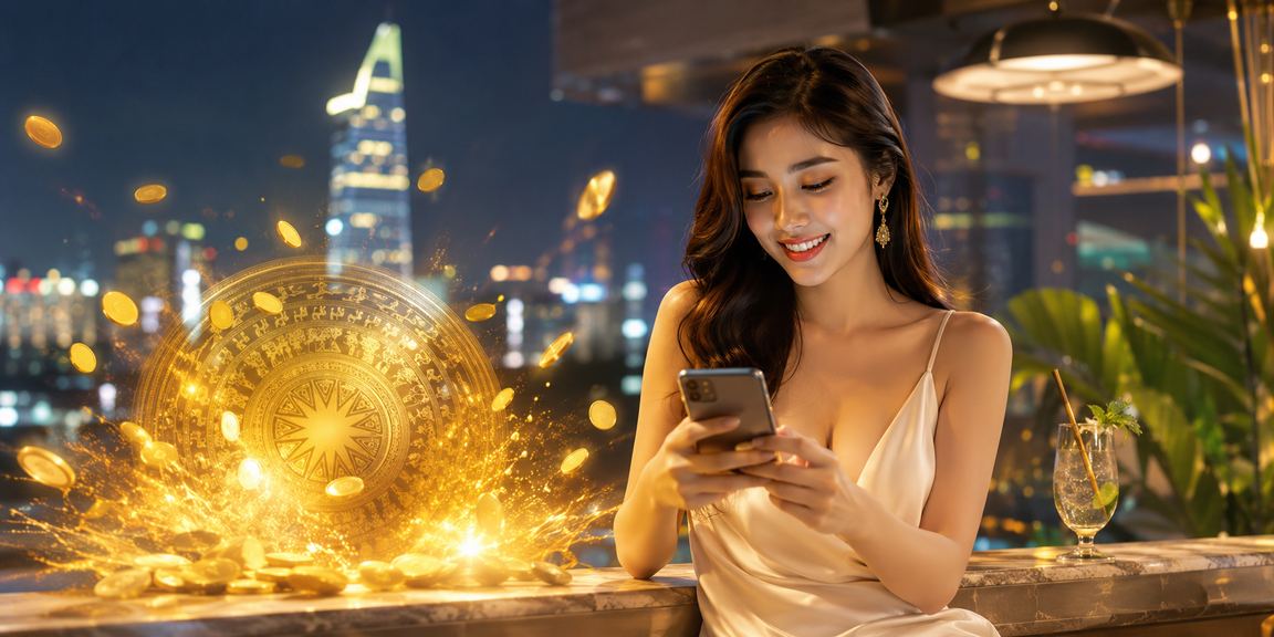 Người chơi TP.HCM trải nghiệm slots và casino trực tuyến qua điện thoại trong ánh đèn neon