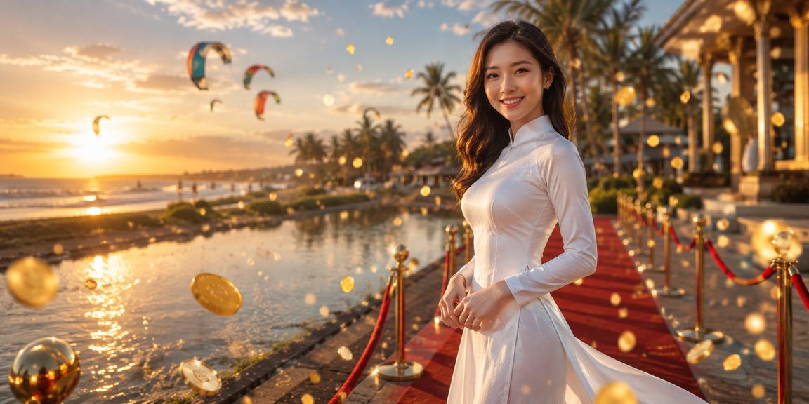 Cô gái áo dài tại Mũi Né nhận thưởng hoàn tiền khi thử trò chơi mới trên điện thoại